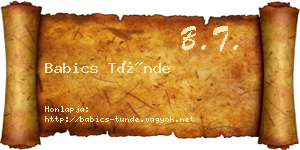 Babics Tünde névjegykártya