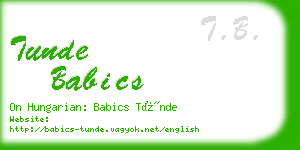 tunde babics business card